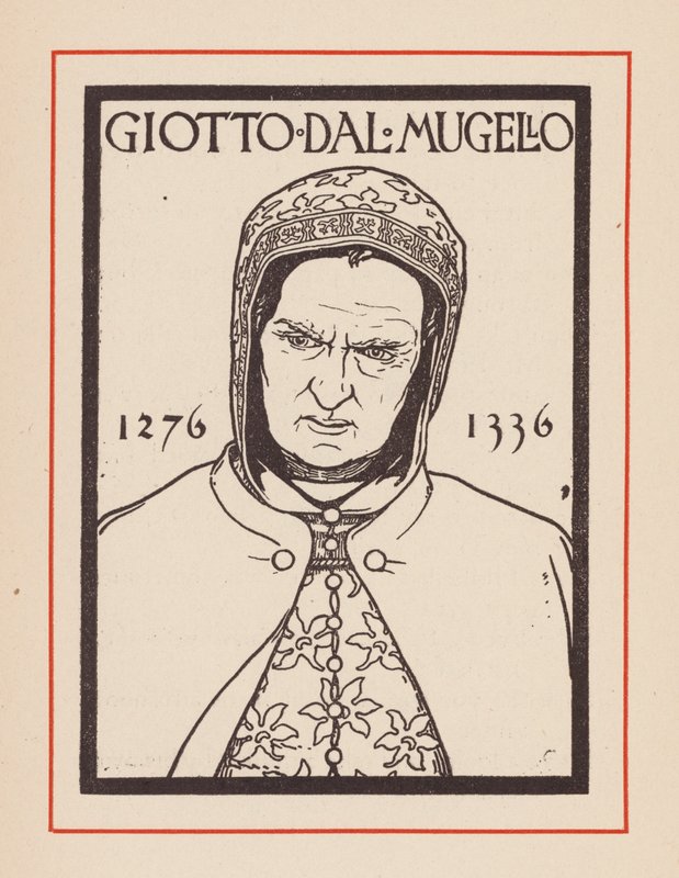 Giotto, italský středověký umělec (litografie) od European School