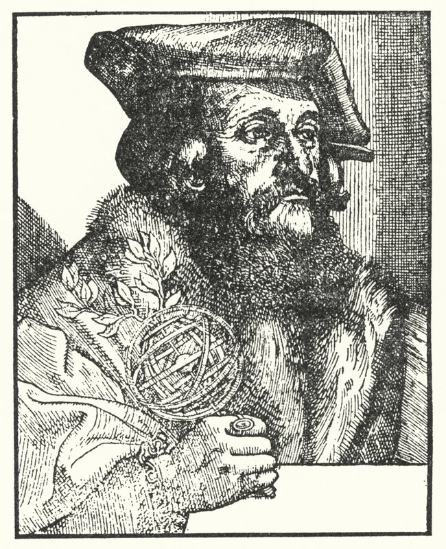 Girolamo Fracastoro, který napsal báseň „Syphilis sive Morbus Gallicus“ (rytina) od European School