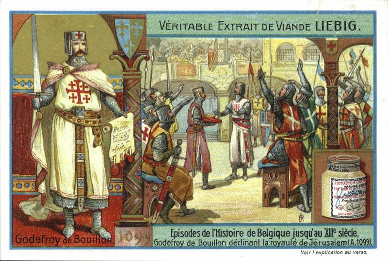 Godfrey z Bouillonu klesá korunu Jeruzaléma, první křížová výprava, 1099 od European School