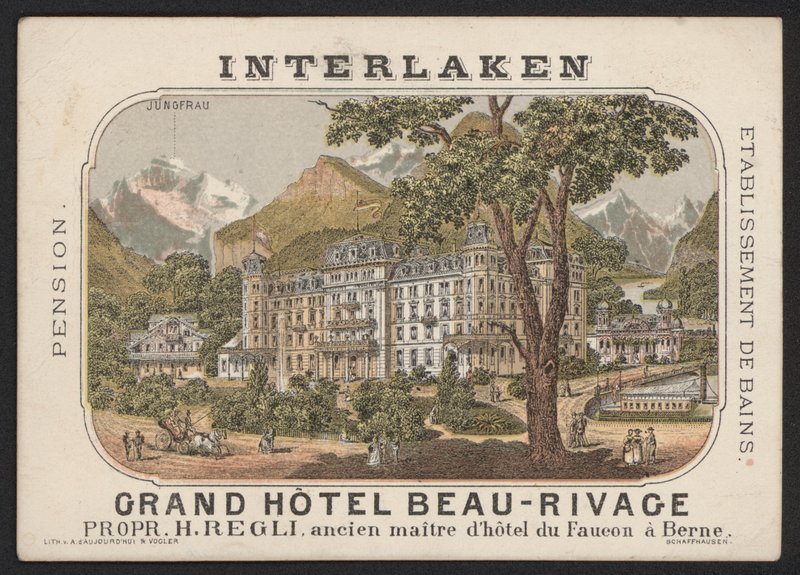 Grand Hotel Beau-Rivage, Interlaken (barevná rytina) od European School
