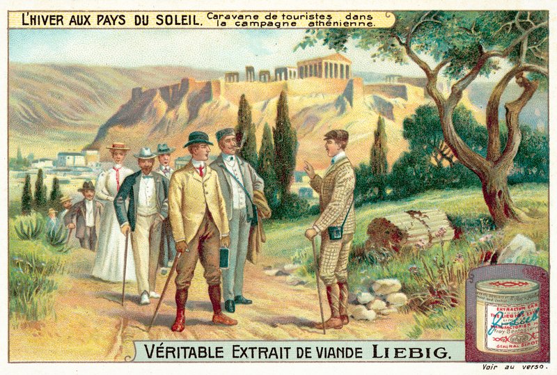 Skupina turistů na athénském venkově (chromolitho) od European School