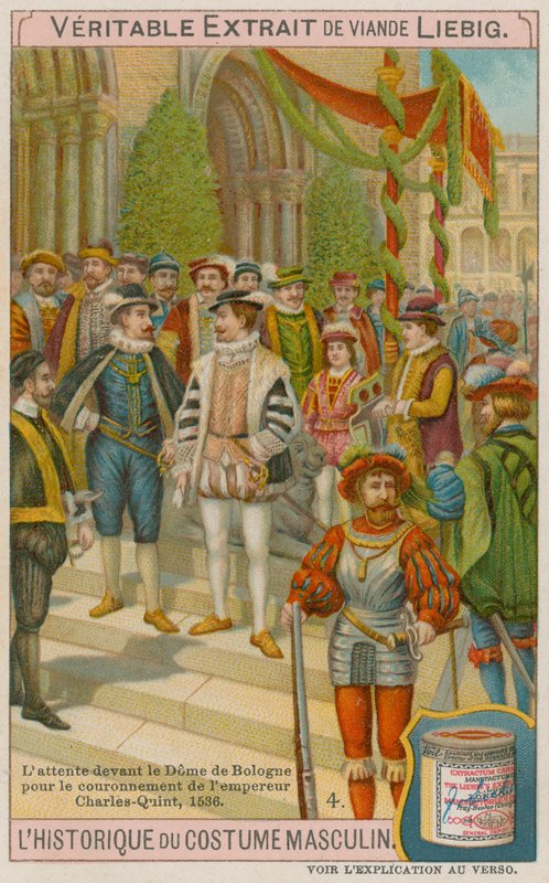 Hosté čekající před katedrálou v Bologni při korunovaci císaře Karla V. v roce 1536 od European School