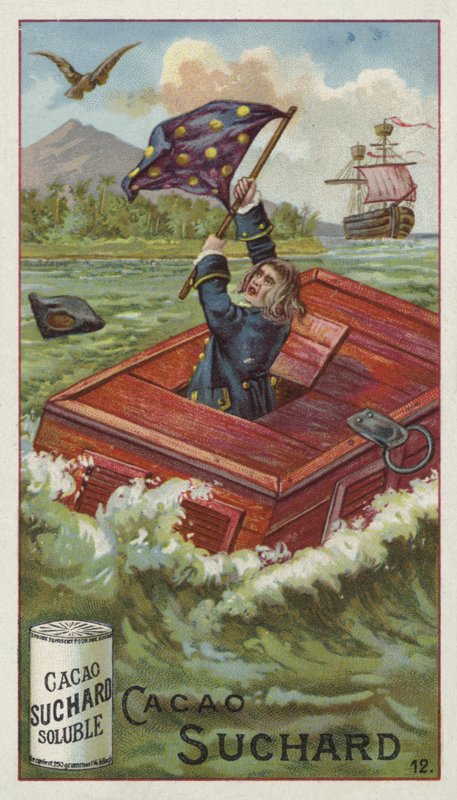Gulliver ve své cestovní krabici, svržený do moře orlem od European School