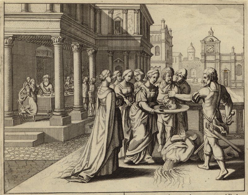 Herodias přijímá hlavu Jana Křtitele (rytina) od European School