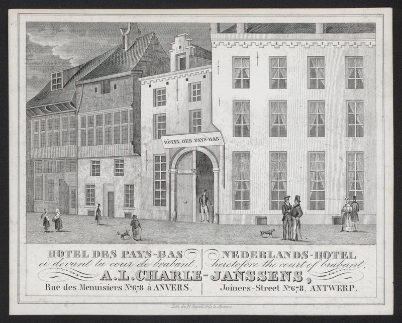 Hotel Des Pays Bas, Nederlands Hotel, A L Charle-Janssens, Antverpy, Antverpy (rytina) od European School