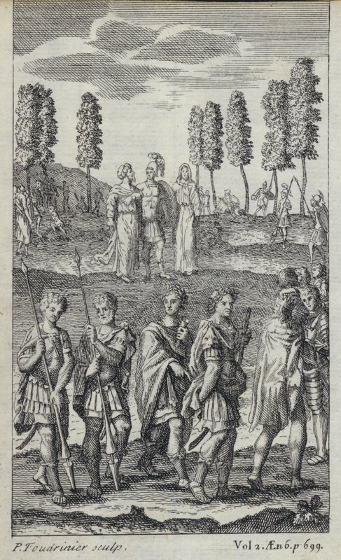 Ilustrace k překladu Johna Drydena Virgilovy Eneidy (rytina) od European School