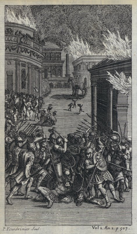Ilustrace k překladu Johna Drydena Virgilovy Eneidy (rytina) od European School