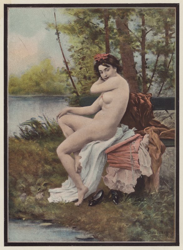 Indolence, žena sedící na lavičce (barva litho) od European School