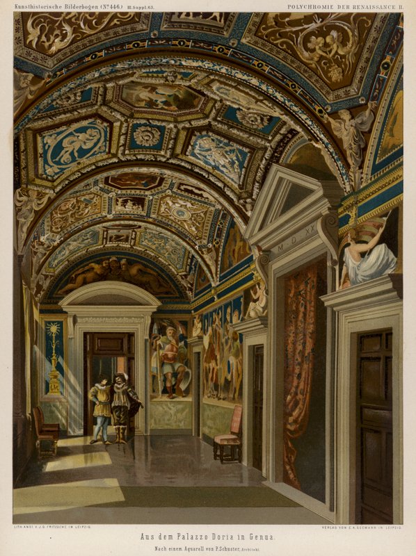 Interiér Palazzo Doria, Janov, Itálie (barevné lito) od European School