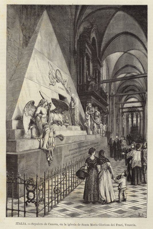 Itálie - hrobka Canova, v kostele Santa Maria Gloriosa dei Frari, Benátky od European School