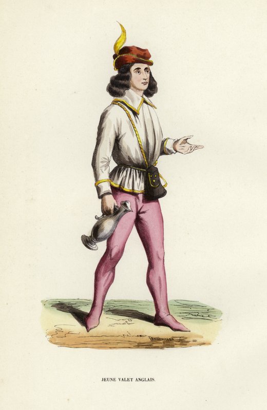 Young English Valet (barevná rytina) od European School