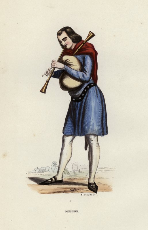 Jongleur (barevná rytina) od European School