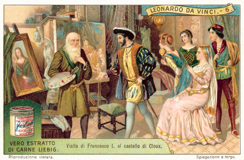 Francouzský král František I. na návštěvě Leonarda da Vinciho v Clos Luce (chromolitho) od European School