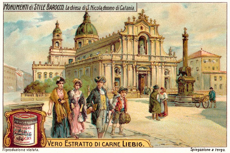 Kostel S Nicola, Catania katedrála (chromolitho) od European School
