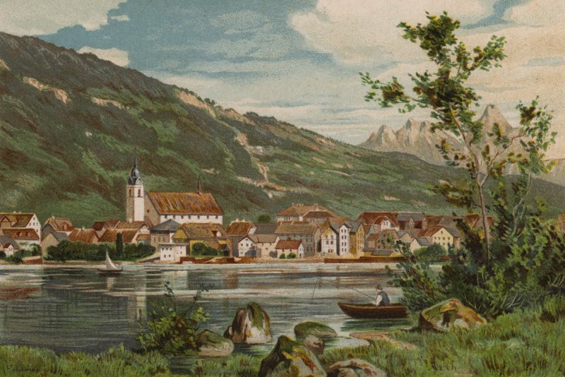 Lucernské jezero: Arth (barevná litografie) od European School