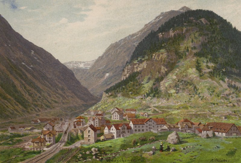 Lucernské jezero: Goschenen (barevné lito) od European School