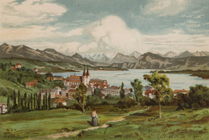 Lucernské jezero: Lucern (barevná litografie) od European School
