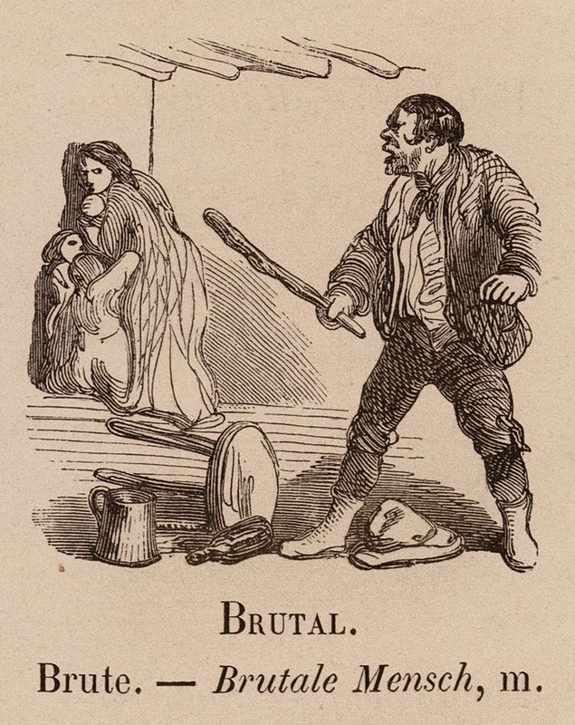 The Illustrious Vocabulary: Brutal; Hovado; Brutale Mensch (rytina) od European School