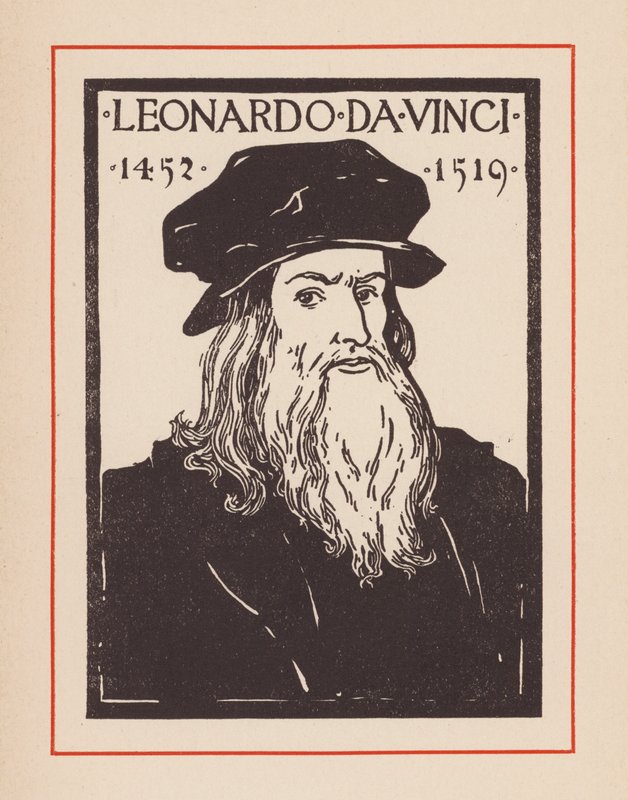 Leonardo da Vinci, italský renesanční polyhistor (litografie) od European School