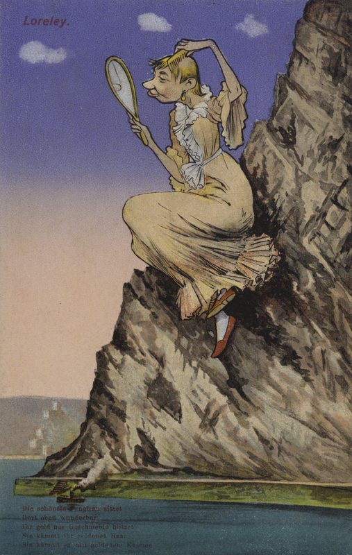 Lorelei, obdivující se v zrcadle (barva litho) od European School