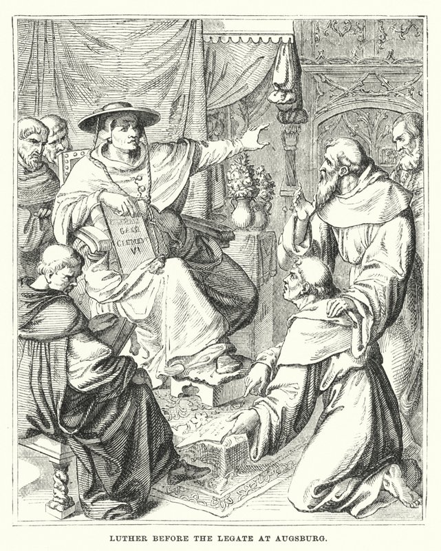 Luther před legátem v Augsburgu (rytina) od European School