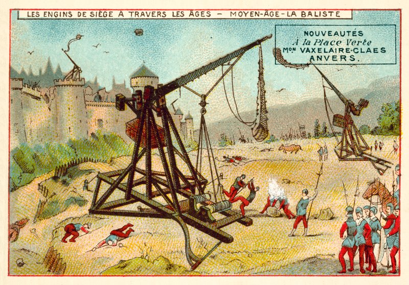 Středověký trebuchet (chromolitho) od European School