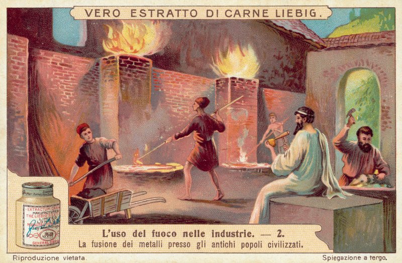 Kovoobrábění ve starověkých civilizacích (chromolitho) od European School