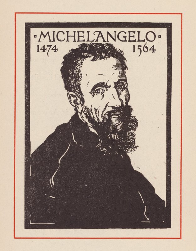 Michelangelo, italský renesanční umělec a architekt (litografie) od European School