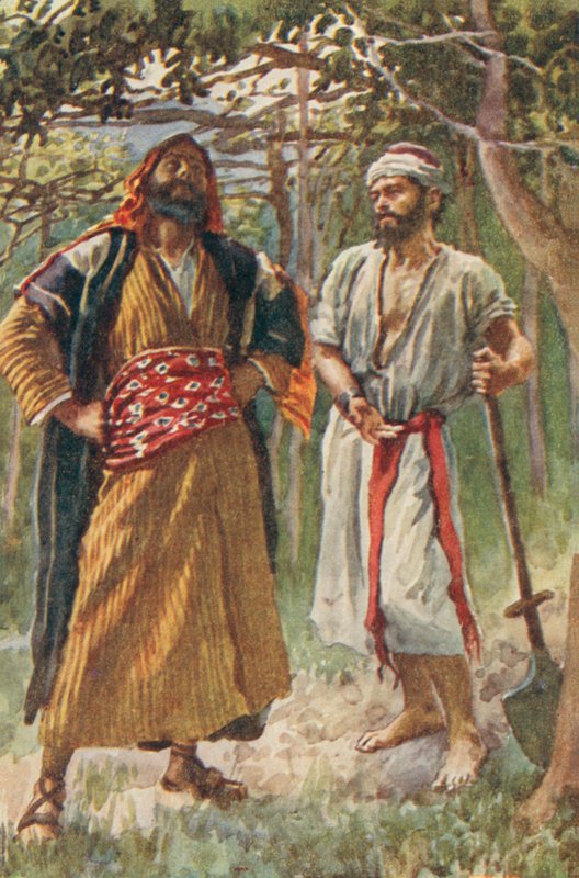 Muži z Blízkého východu v háji (barevná litografie) od European School