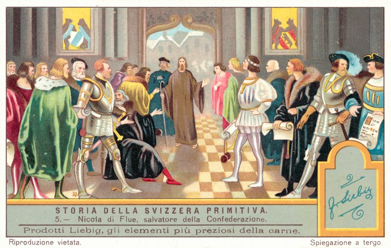 Nicholas z Flue bránící švýcarským kantonům ve vzájemné válce od European School