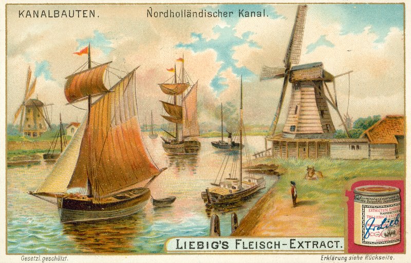 Noordhollandsch Kanaal, Nizozemsko (chromolitograf) od European School