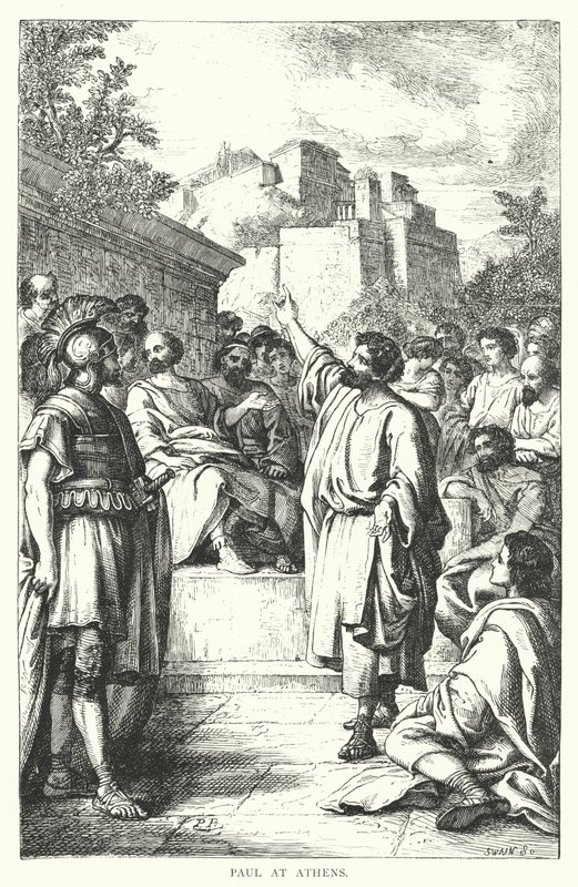 Paul v Aténách (rytina) od European School