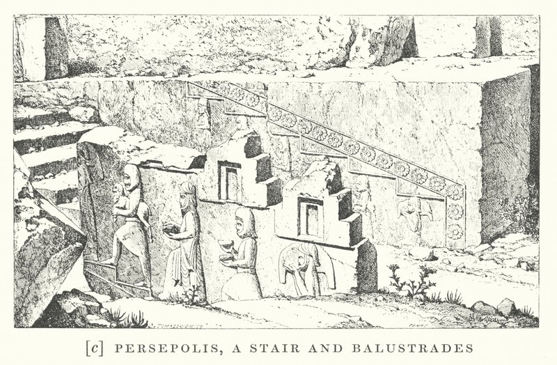 Persepolis, schodiště a zábradlí (litografie) od European School