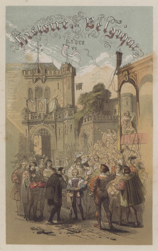 Philip Hezký, vévoda z Burgundska, vítězný v soutěži ve střelbě z kuše (barevná rytina) od European School
