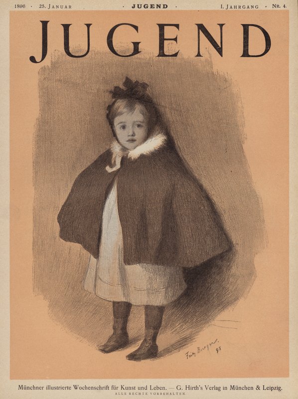 Portrét malé holčičky v plášti (barva litho) od European School