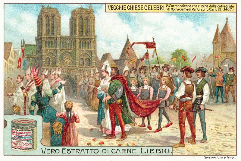 Procesí opouštějící Notre Dame de Paris za vlády Karla VII od European School