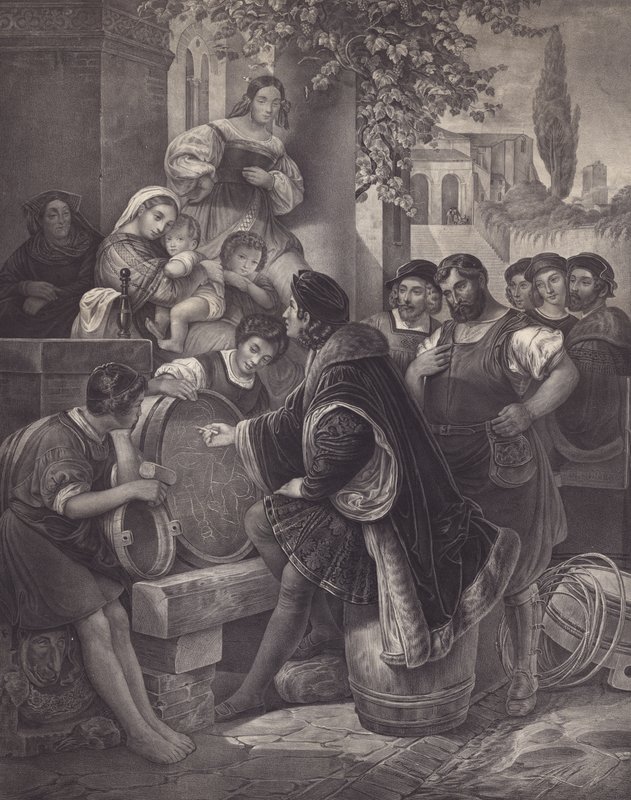 Raphael Sketching the Virgin and Child (litho) od European School