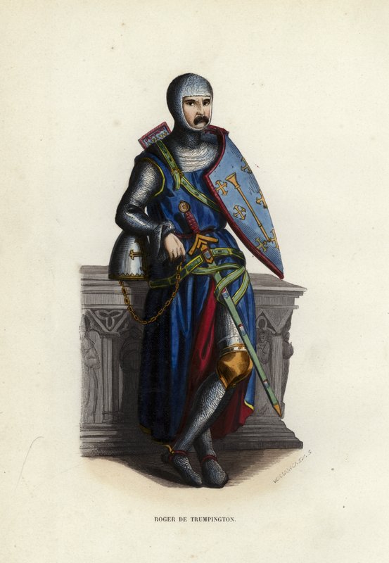 Roger De Trumpington (barevná rytina) od European School