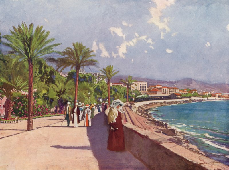 San-Remo, La Promenade (barevná litografie) od European School