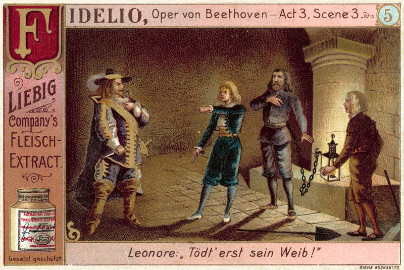 Scéna z Beethovenovy opery Fidelio (chromolitho) od European School