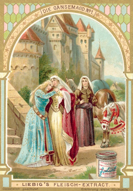Scéna z pohádky bratří Grimmů Husí dívka (chromolitho) od European School