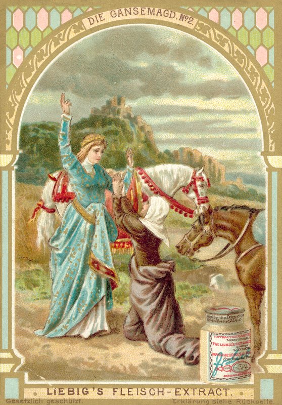 Scéna z pohádky bratří Grimmů Husí dívka (chromolitho) od European School