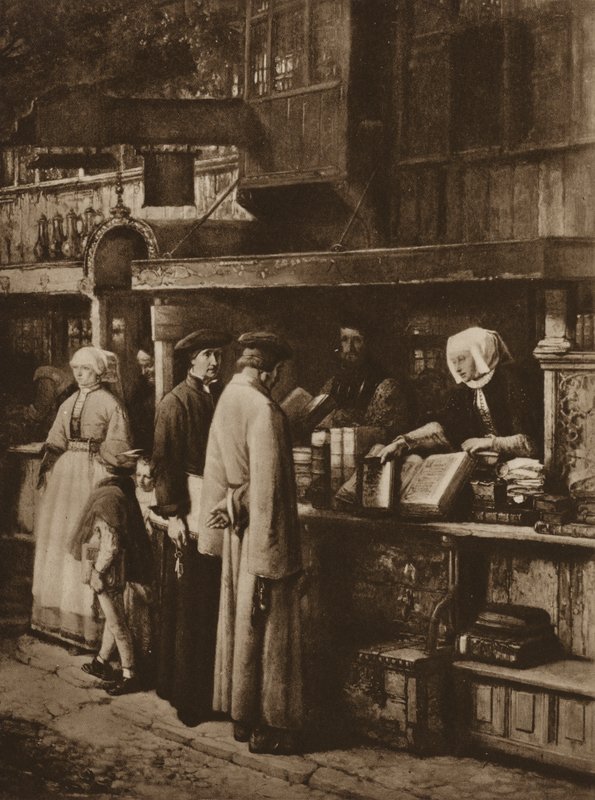 Scéna v knihkupectví (litho) od European School