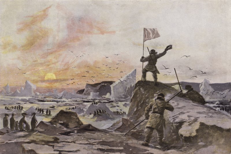 Skotský průzkumník Thomas Simpson objevil Victoria Land v kanadské Arktidě, září 1838 (barevně lito) od European School