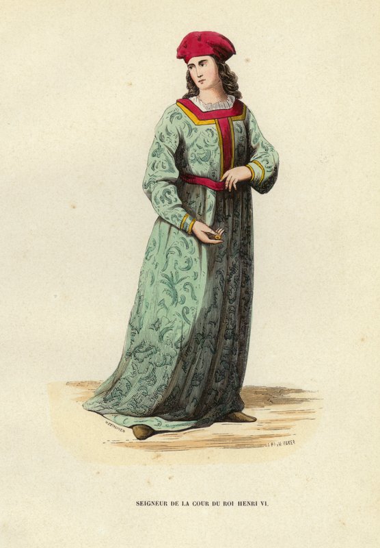 Lord of the Court Of King Henry VI (barevná rytina) od European School