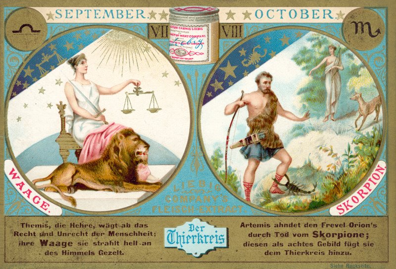 Září a říjen: Váhy a Štír (chromolitho) od European School