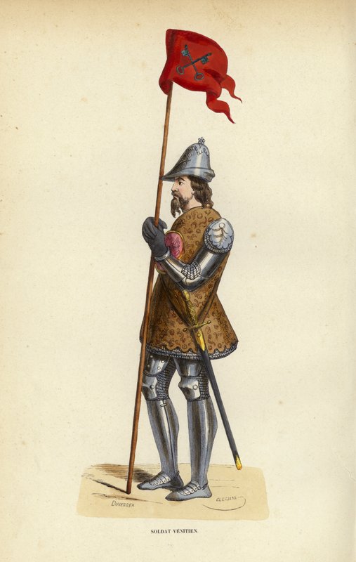 Soldat Venitien (barevná rytina) od European School