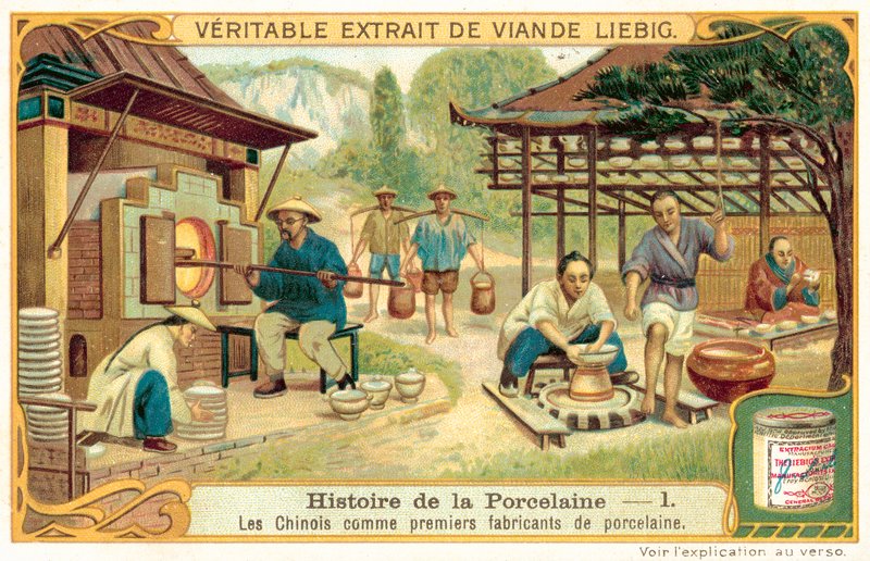 Číňané, první výrobci porcelánu (chromolitho) od European School