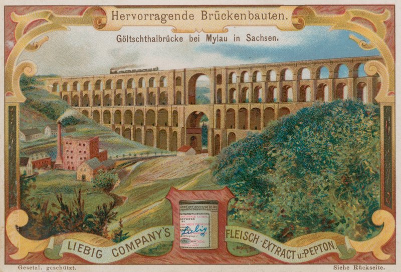 Železniční most Goltzsch viadukt, Mylau, Německo od European School