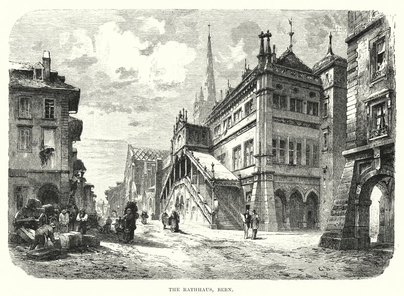 The Rathhaus, Bern (rytina) od European School
